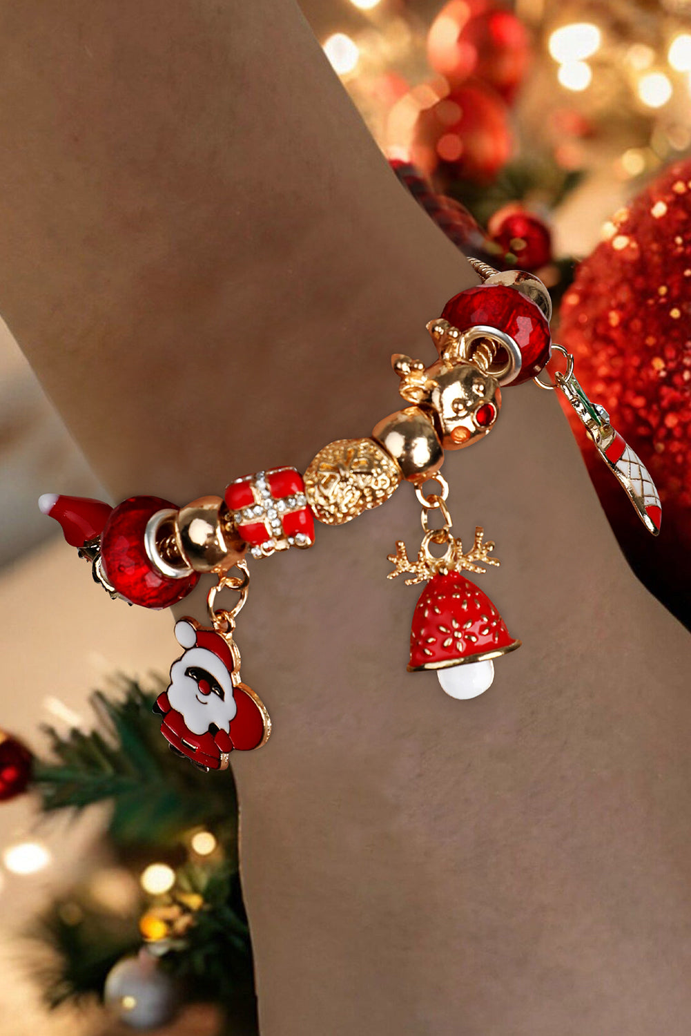 Racing Red Christmas Alloy Bracelet