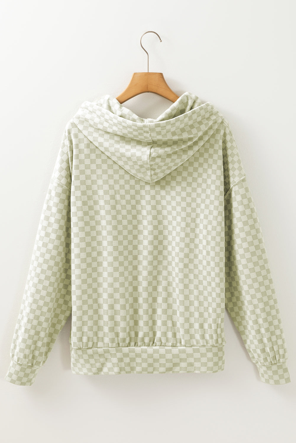 Green Checkered Kangaroo Pocket Hoodie