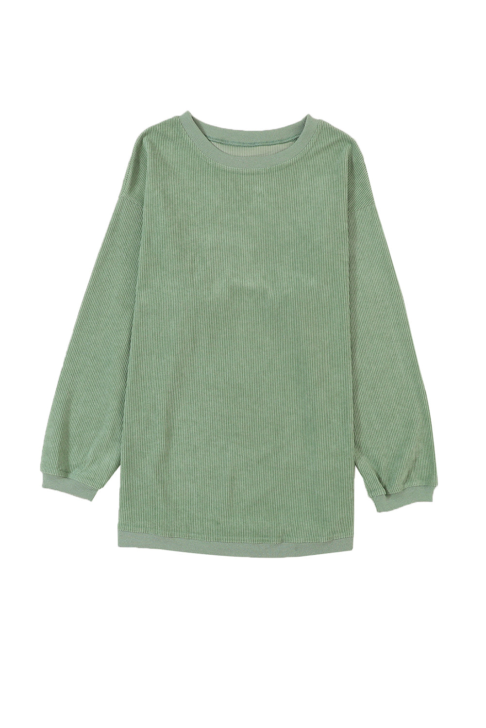 Grass Green Crinkle Rib Drop Shoulder Oversized Sweatshirt