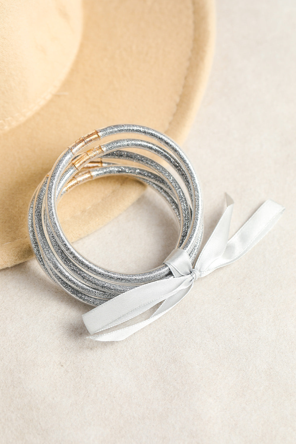 Yellow Glitter Bowknot Layered Jelly Bracelet