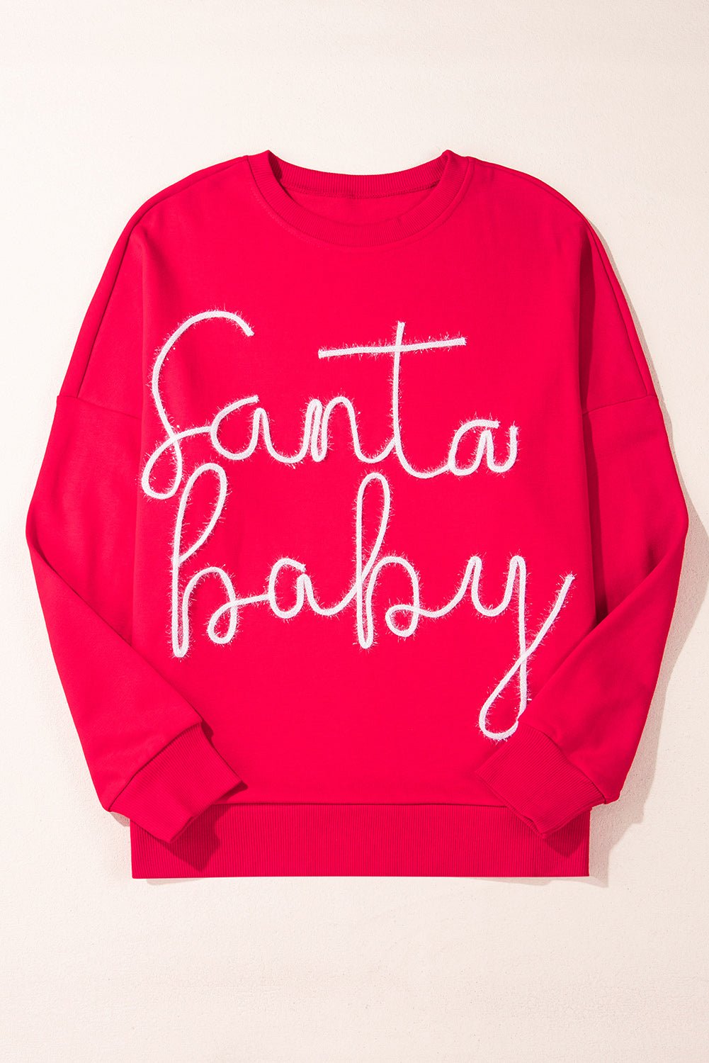 Fiery Red Christmas Tinsel Santa Baby Graphic Sweatshirt