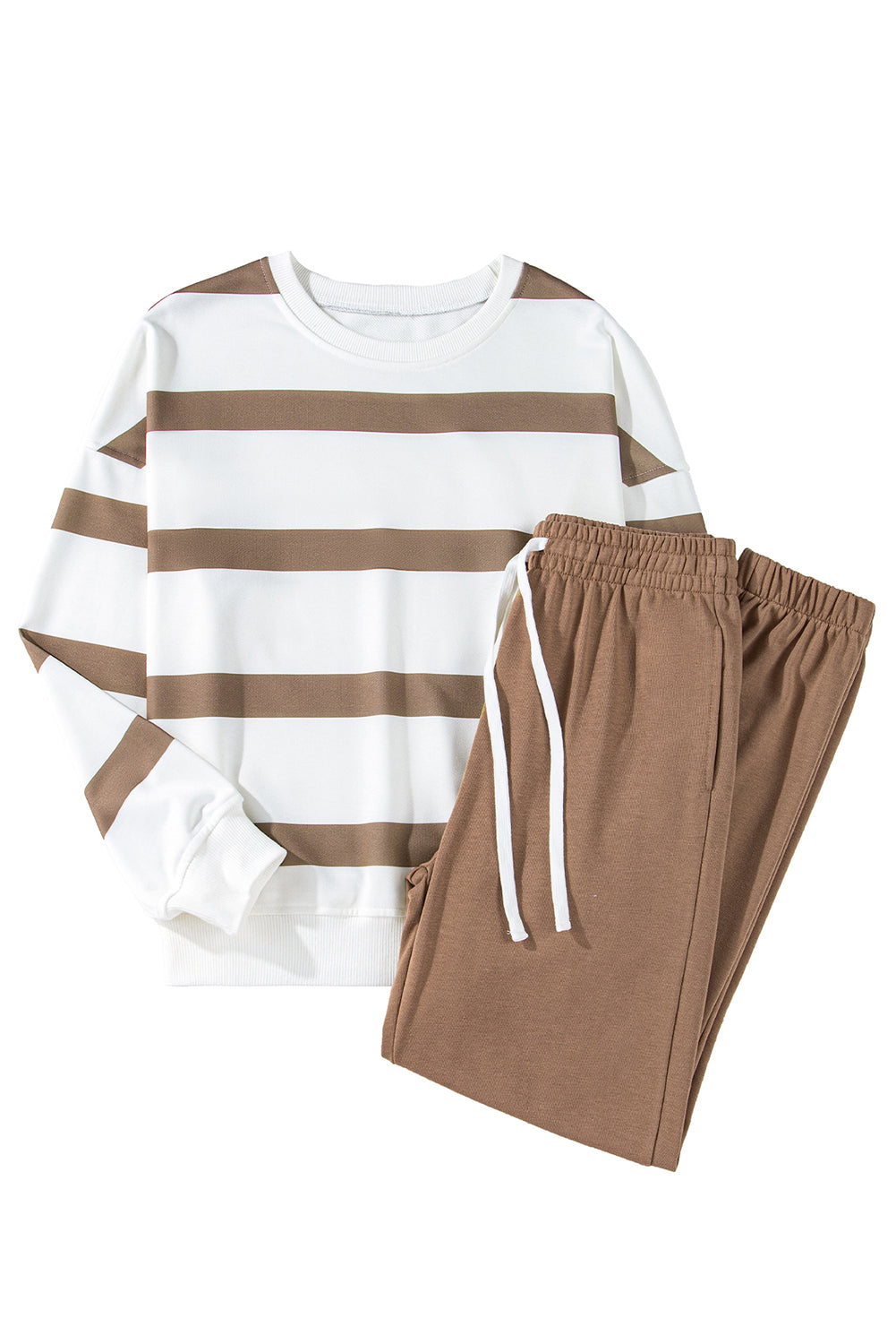 Black Striped Drop Shoulder Pullover and Joggers Set