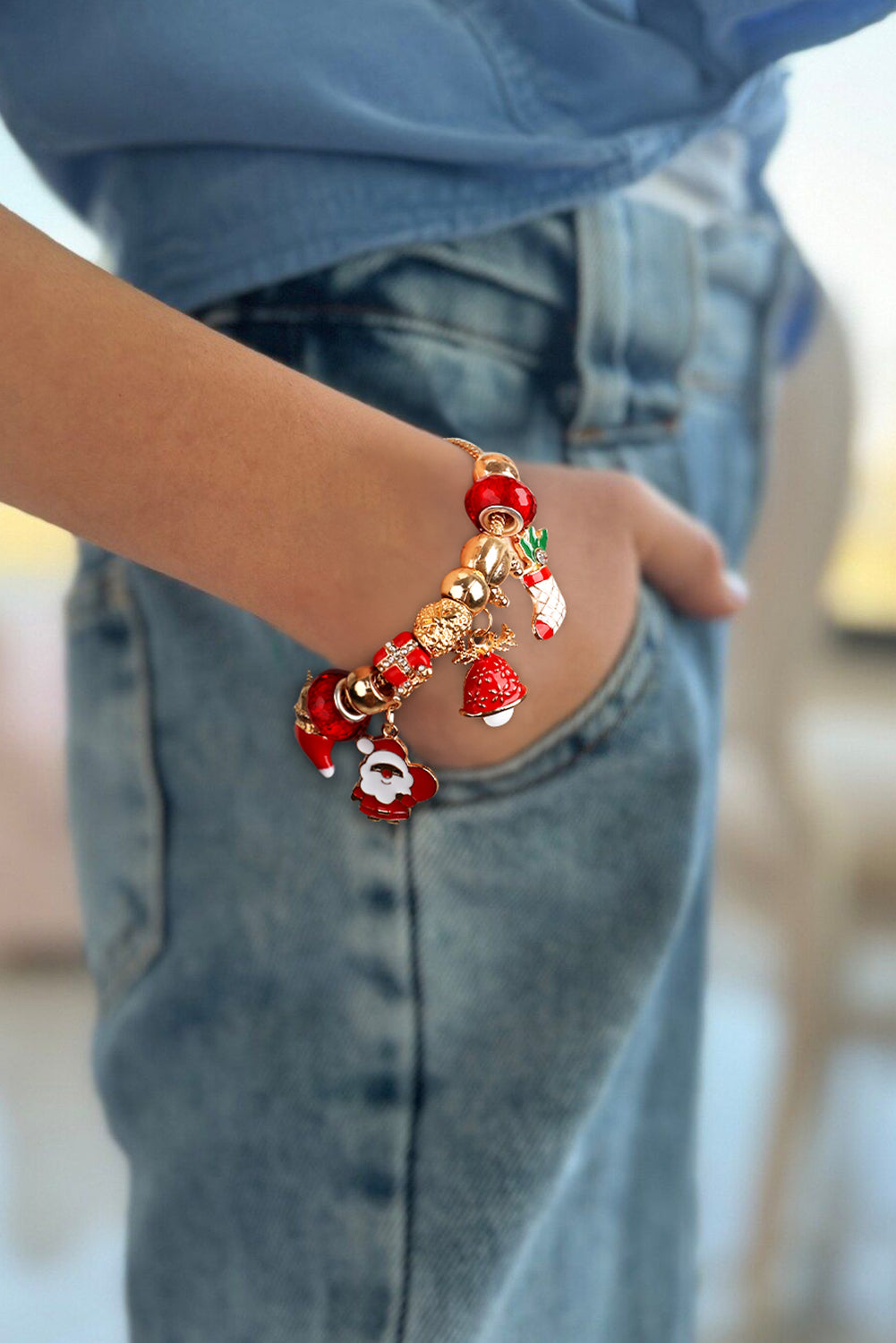 Racing Red Christmas Alloy Bracelet