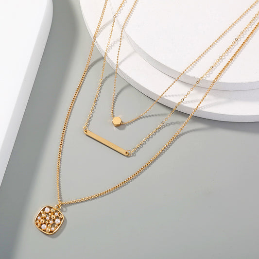 Multi-layer gold necklace