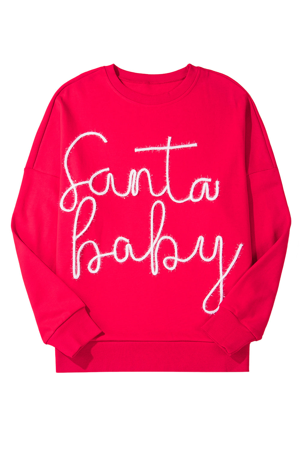 Fiery Red Christmas Tinsel Santa Baby Graphic Sweatshirt