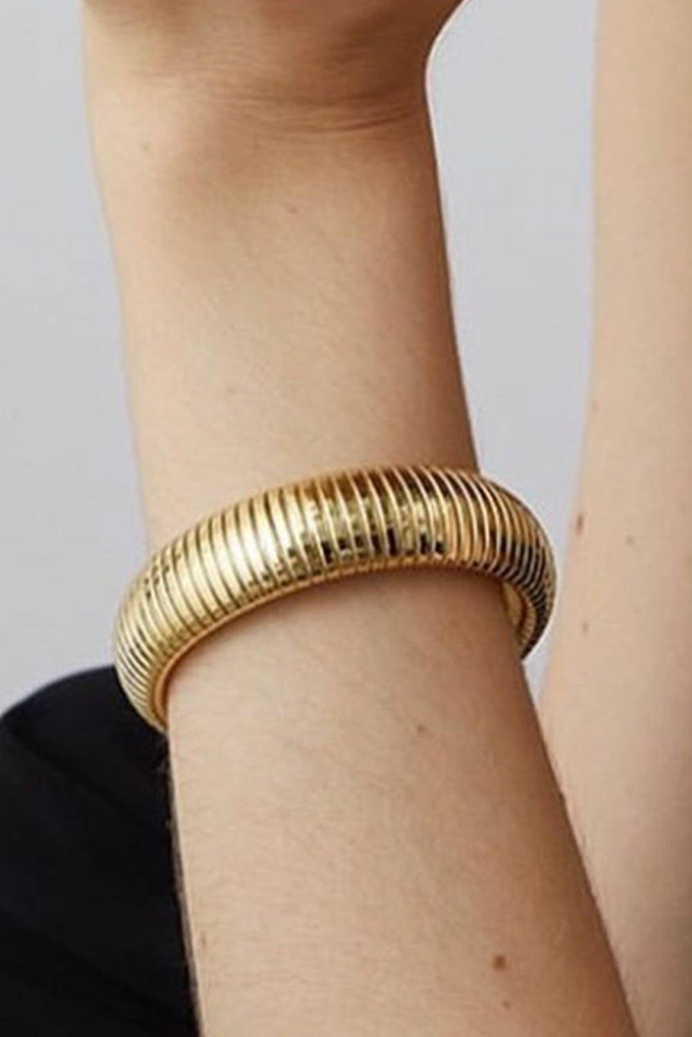 Gold Textured Titanium Steel Chunky Bangle