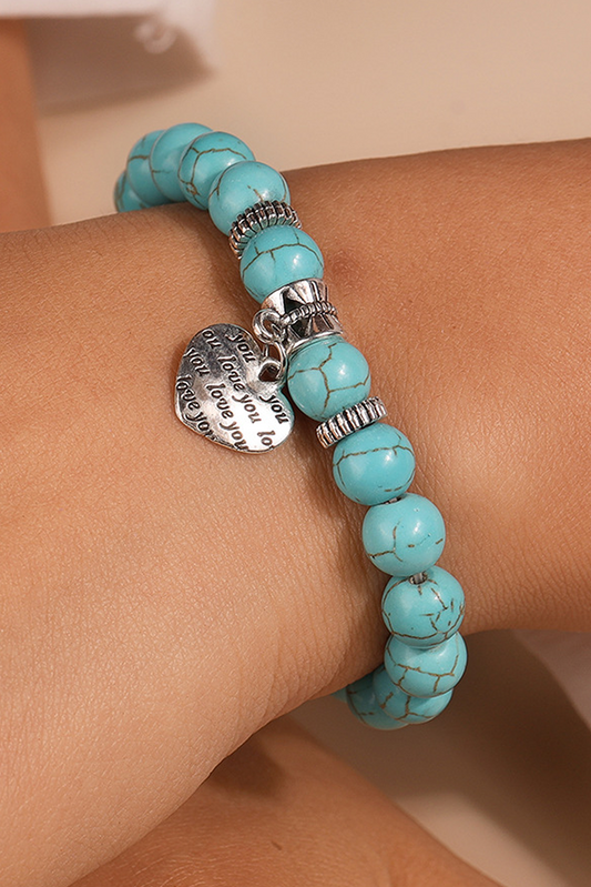 Turquoise Heart Retro Beaded Bracelet