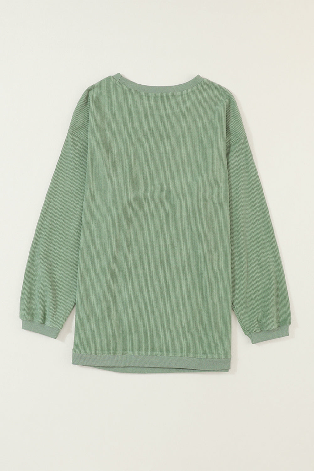 Grass Green Crinkle Rib Drop Shoulder Oversized Sweatshirt