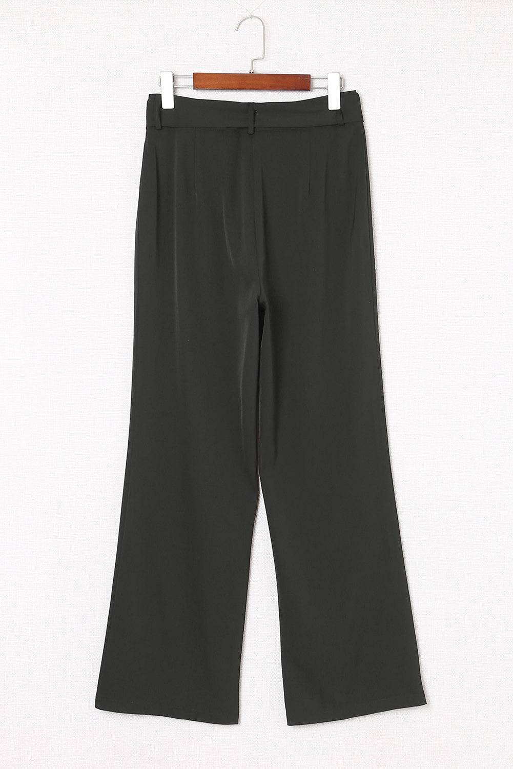 Black Casual Belted Wide Leg High Waisted Pants