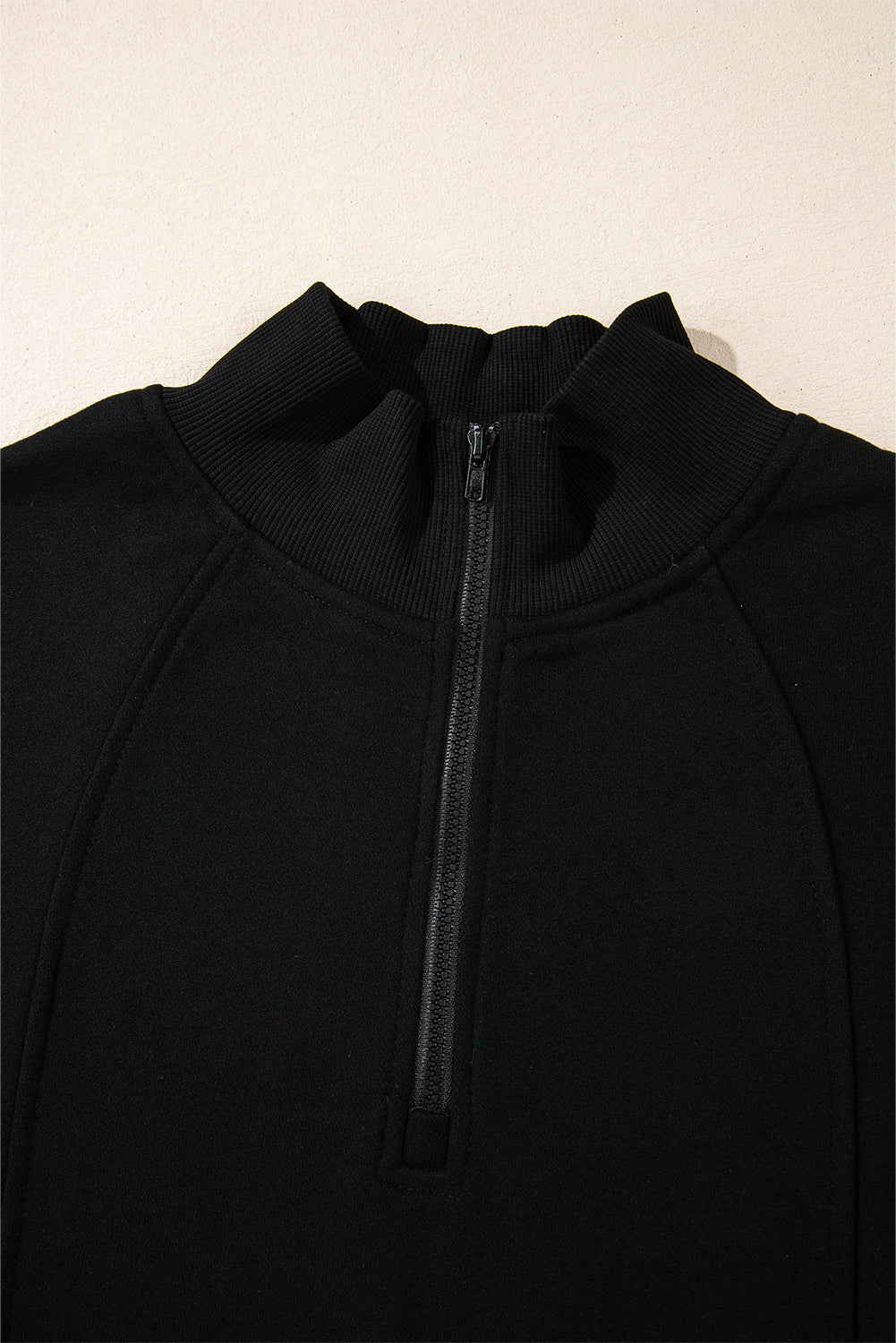 Fushia Zipper Collared Drop Shoulder Plain Sweatshirt