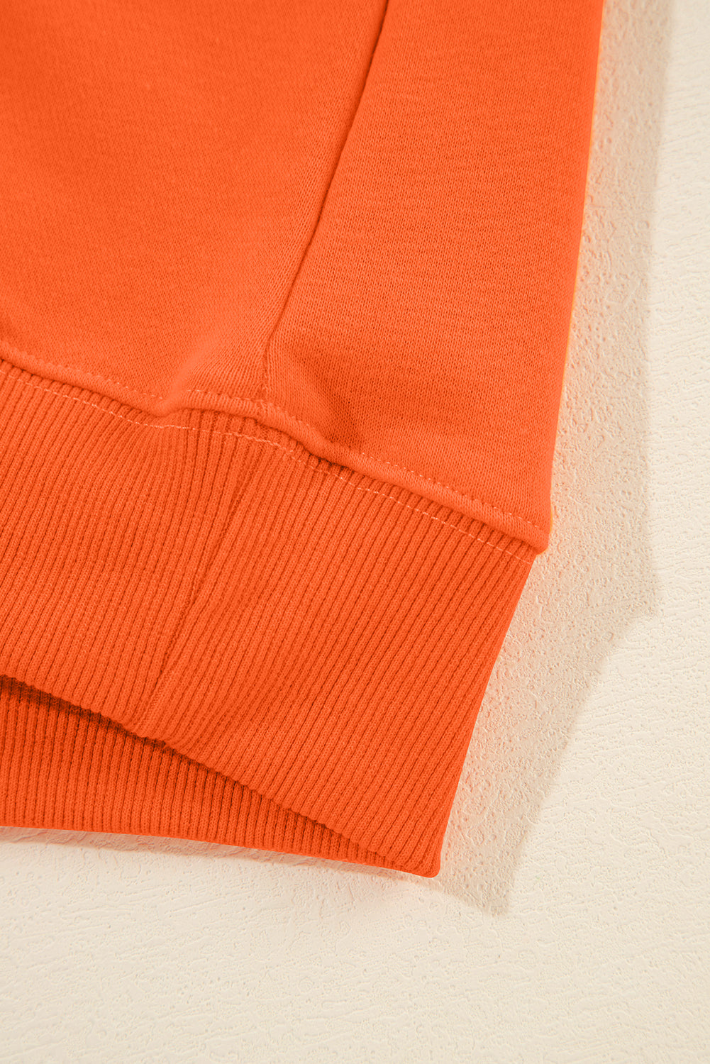 Orange Solid Color Classic Crewneck Pullover Sweatshirt