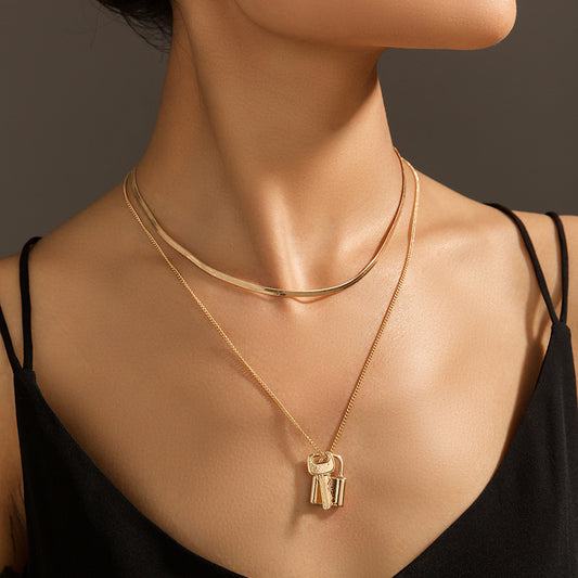 Multi-layer Valentine Lock Necklac