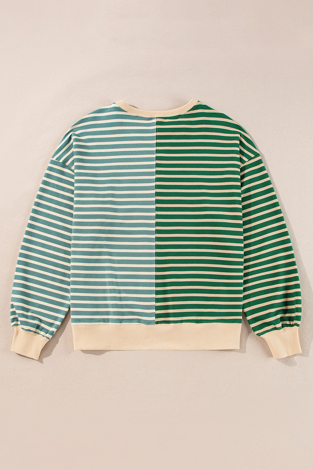 Green Stripe Colorblock Drop Shoulder Oversized Sweatshirt