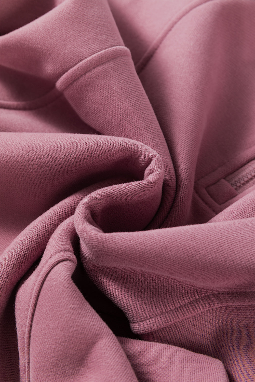 Fushia Zipper Collared Drop Shoulder Plain Sweatshirt