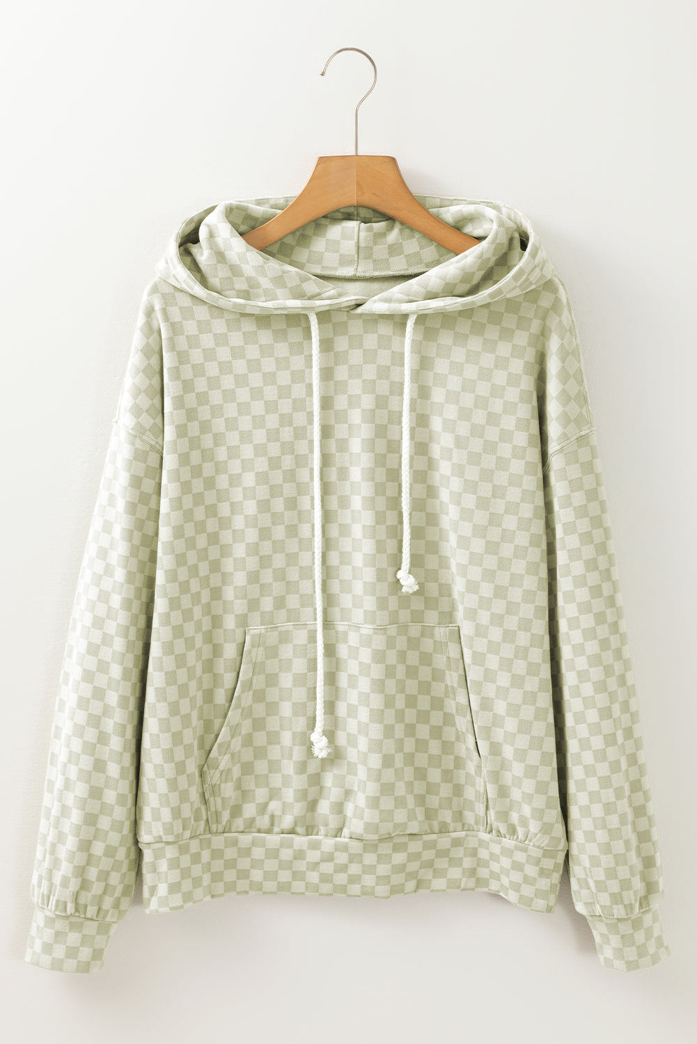 Green Checkered Kangaroo Pocket Hoodie