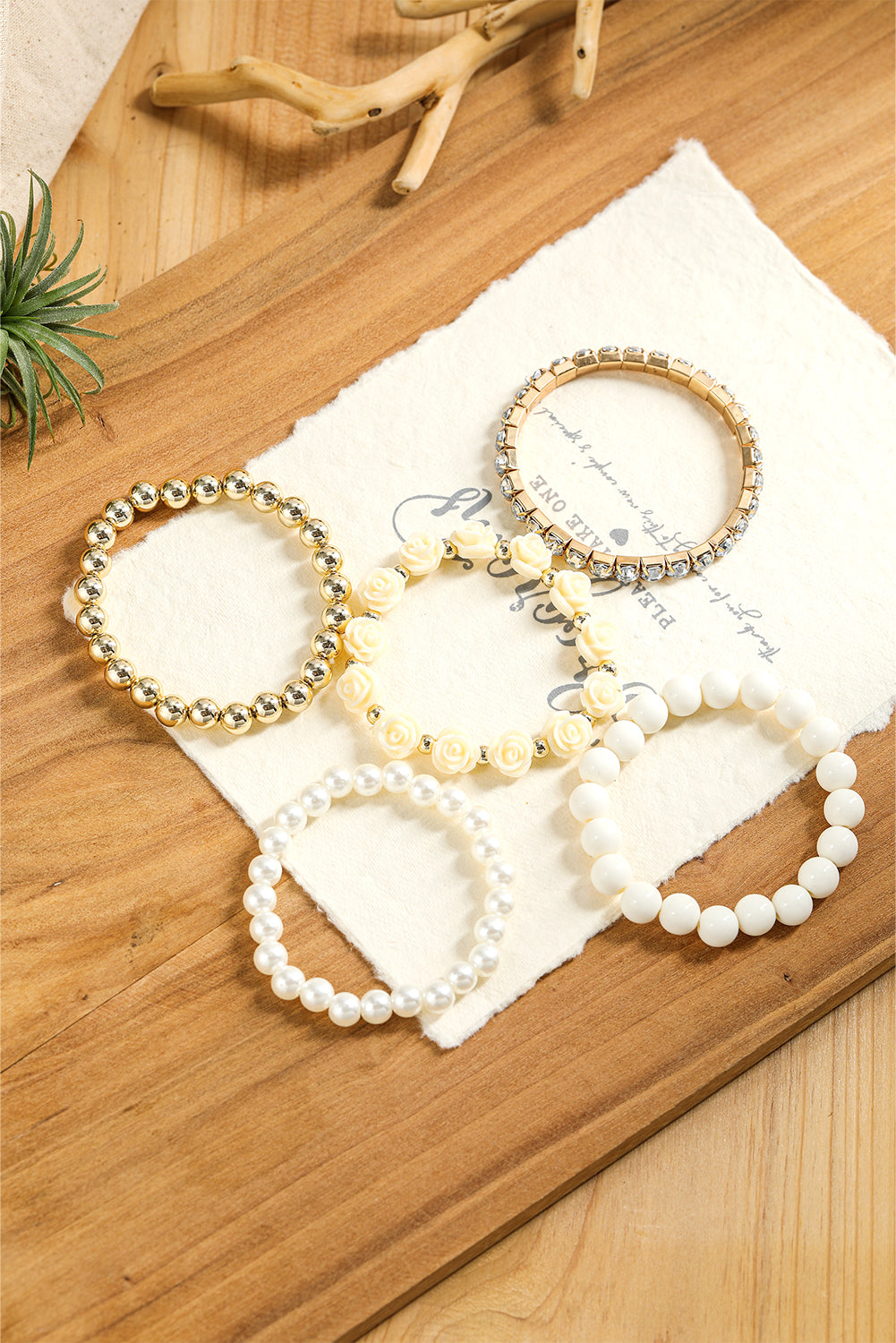 White 5pcs Bohemian Flower Beads Bracelet