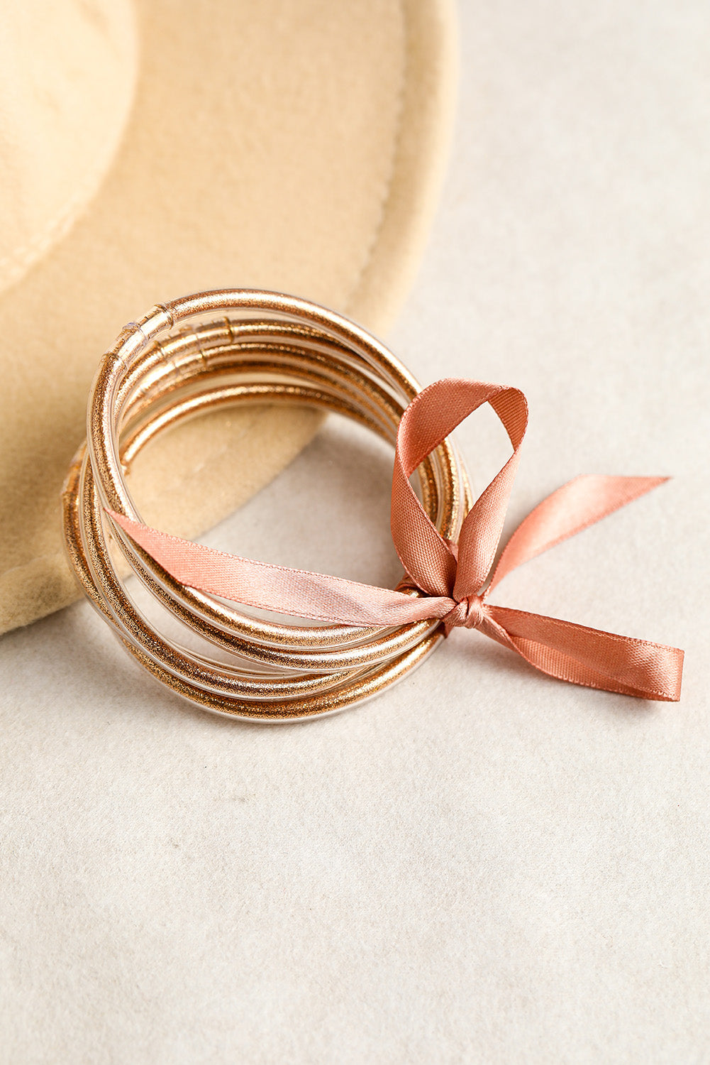 Yellow Glitter Bowknot Layered Jelly Bracelet