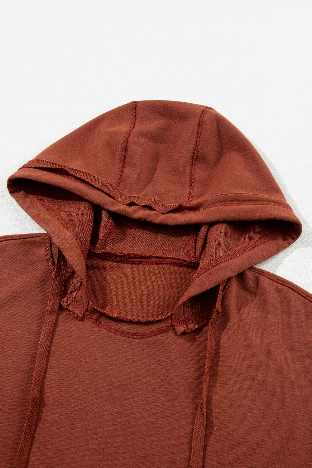 Chestnut Quilted Exposed Seam Kangaroo Pocket Hoodie