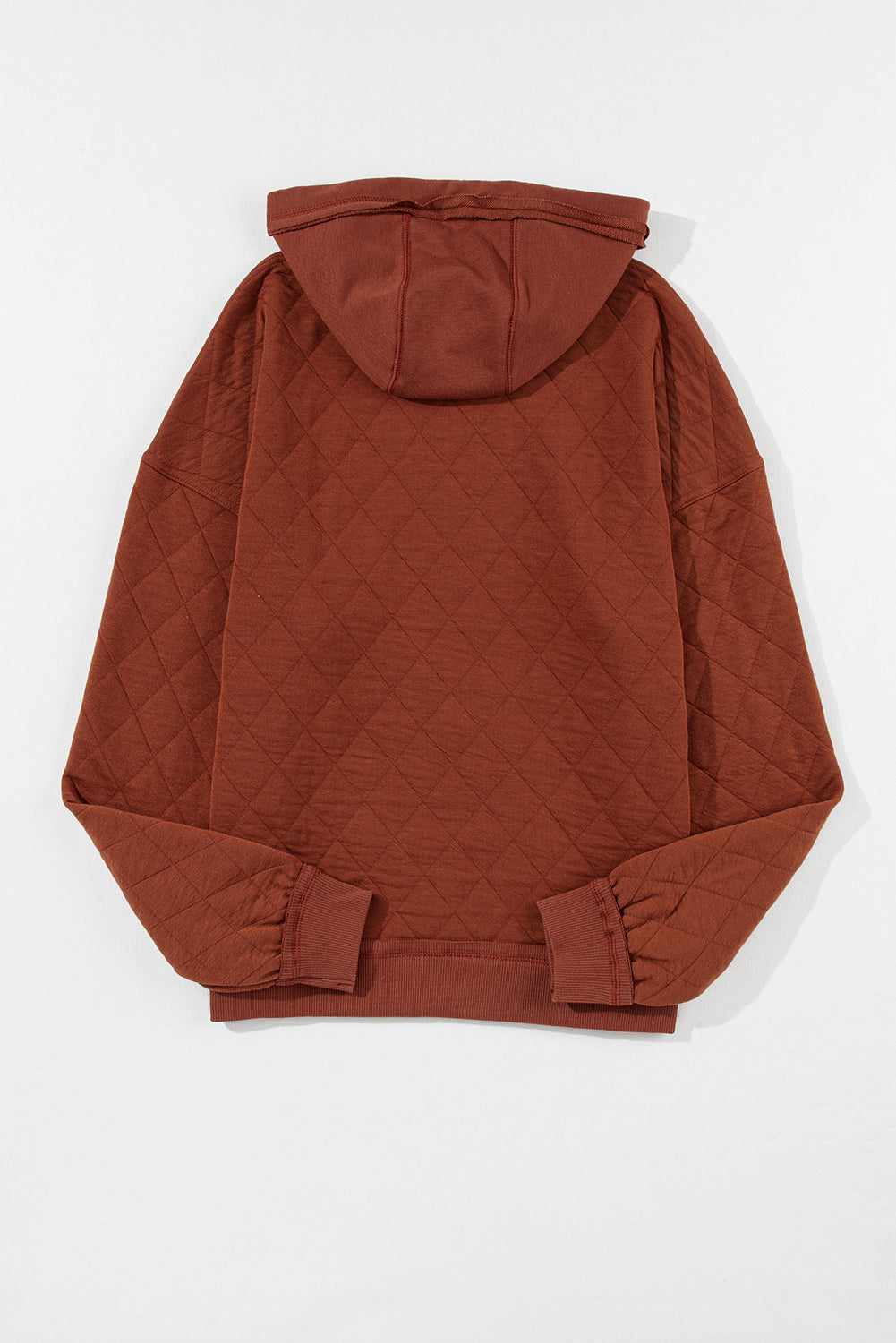 Chestnut Quilted Exposed Seam Kangaroo Pocket Hoodie